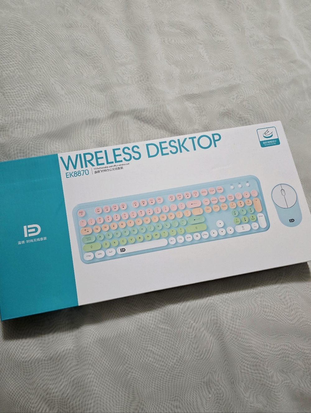 Wireless Desktop Keyboard & Mouse Combo Blue Pink Rainbow